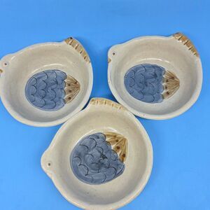 Otagiri Happu Chicken Handcrafted Pottery Bowl Japan Set Of 3 Bowls 6.5"